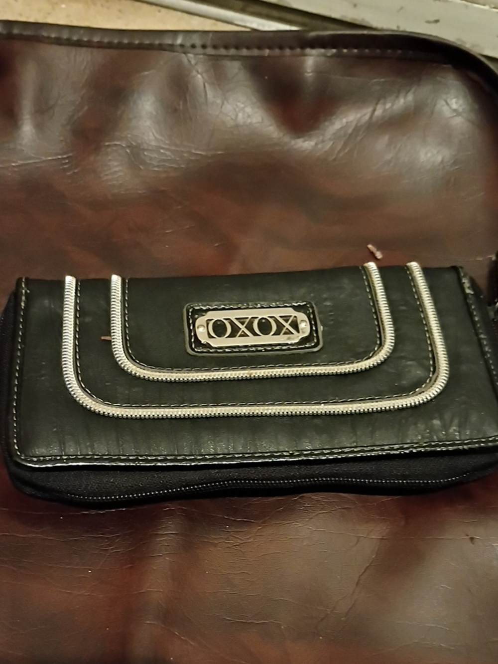 XOXO Black Wallet with Silver Trim